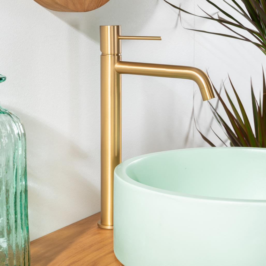 Mitigeur pour vasque de salle de bain Lana doré brossé