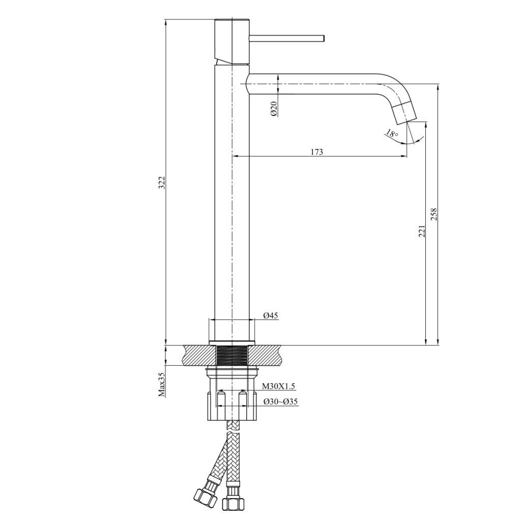 Mitigeur pour vasque de salle de bain Lana doré brossé Mitigeur pour vasque de salle de bain Lana doré brossé
