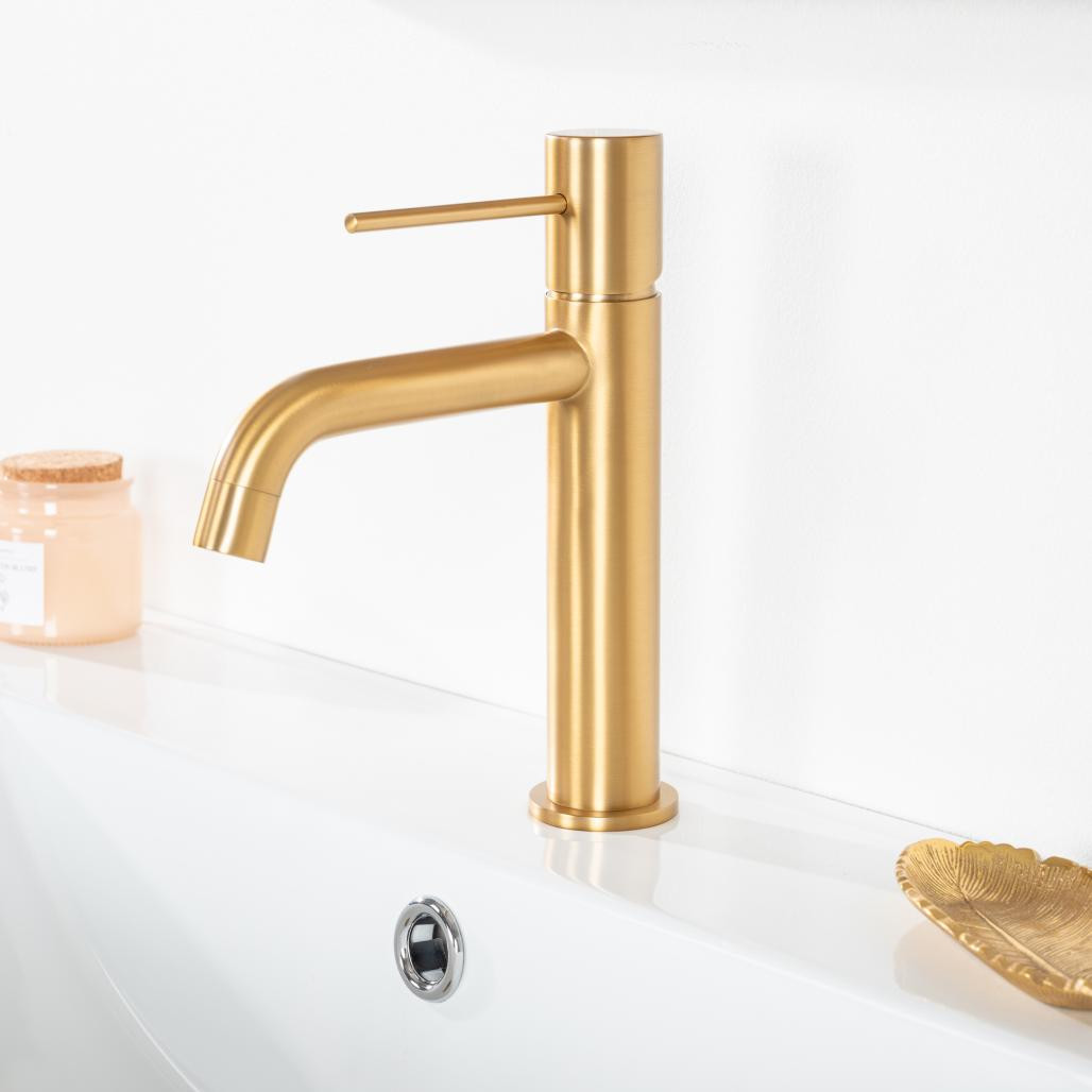 Mitigeur lavabo salle de bain Lana doré brossé Mitigeur lavabo salle de bain Lana doré brossé