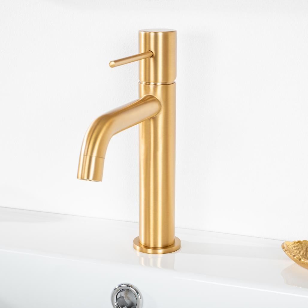 Mitigeur lavabo salle de bain Lana doré brossé Mitigeur lavabo salle de bain Lana doré brossé