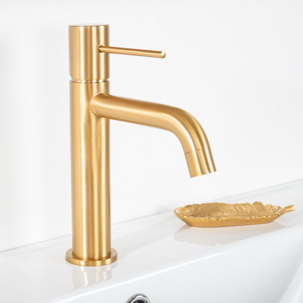Mitigeur lavabo salle de bain Lana doré brossé Mitigeur lavabo salle de bain Lana doré brossé