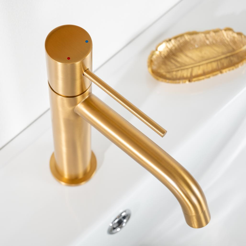 Mitigeur lavabo salle de bain Lana doré brossé Mitigeur lavabo salle de bain Lana doré brossé