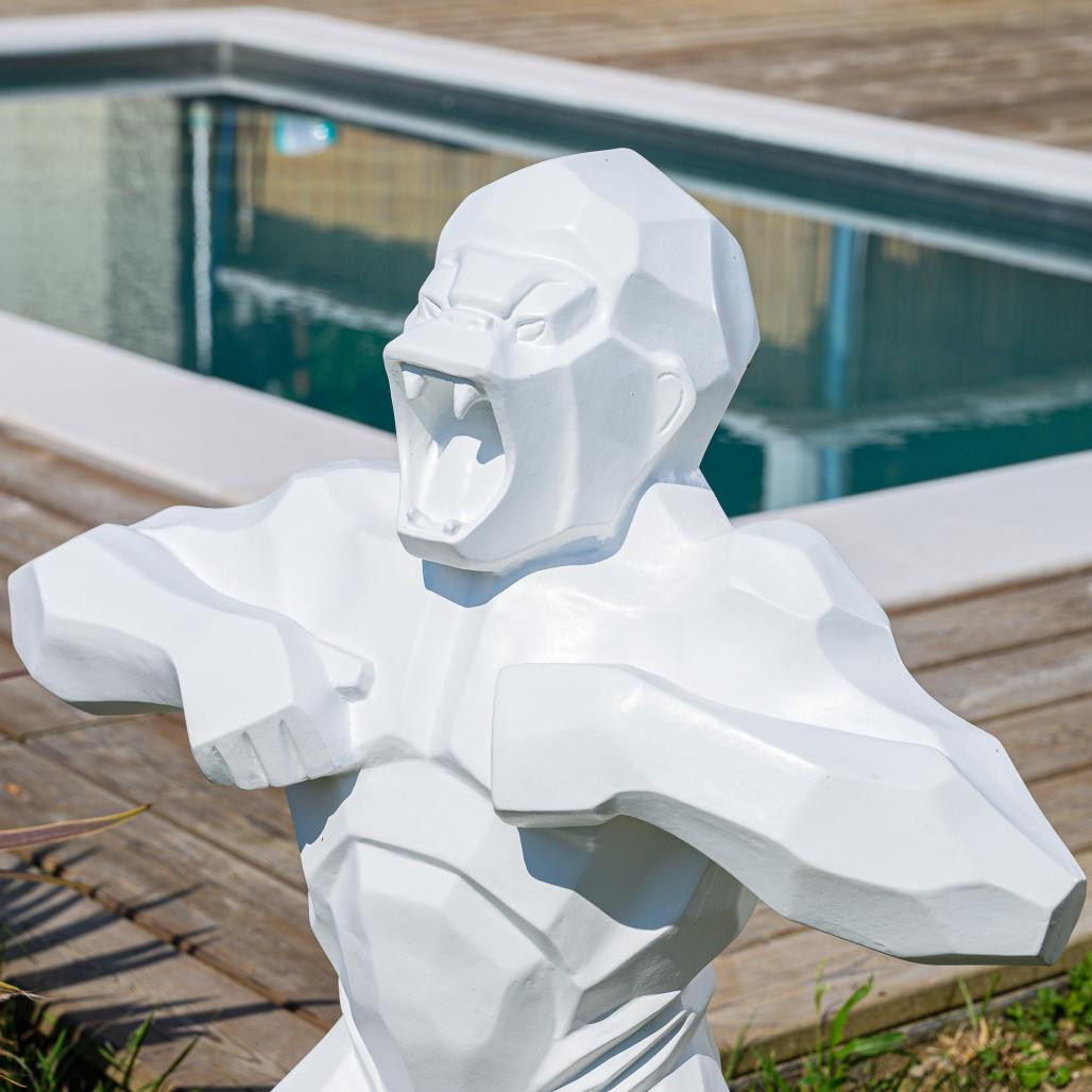 Statue origami gorille blanc 80 cm Statue origami gorille blanc 80 cm
