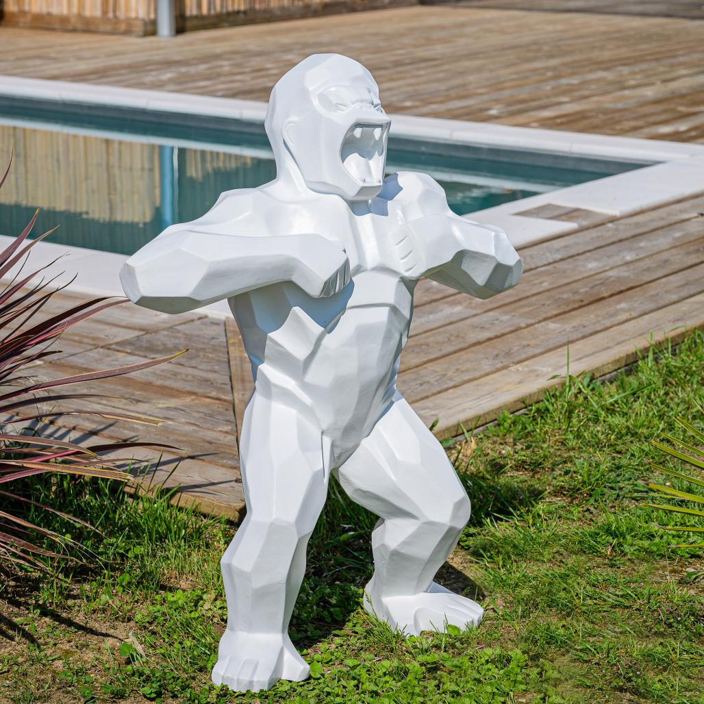 Statue origami gorille blanc 80 cm Statue origami gorille blanc 80 cm