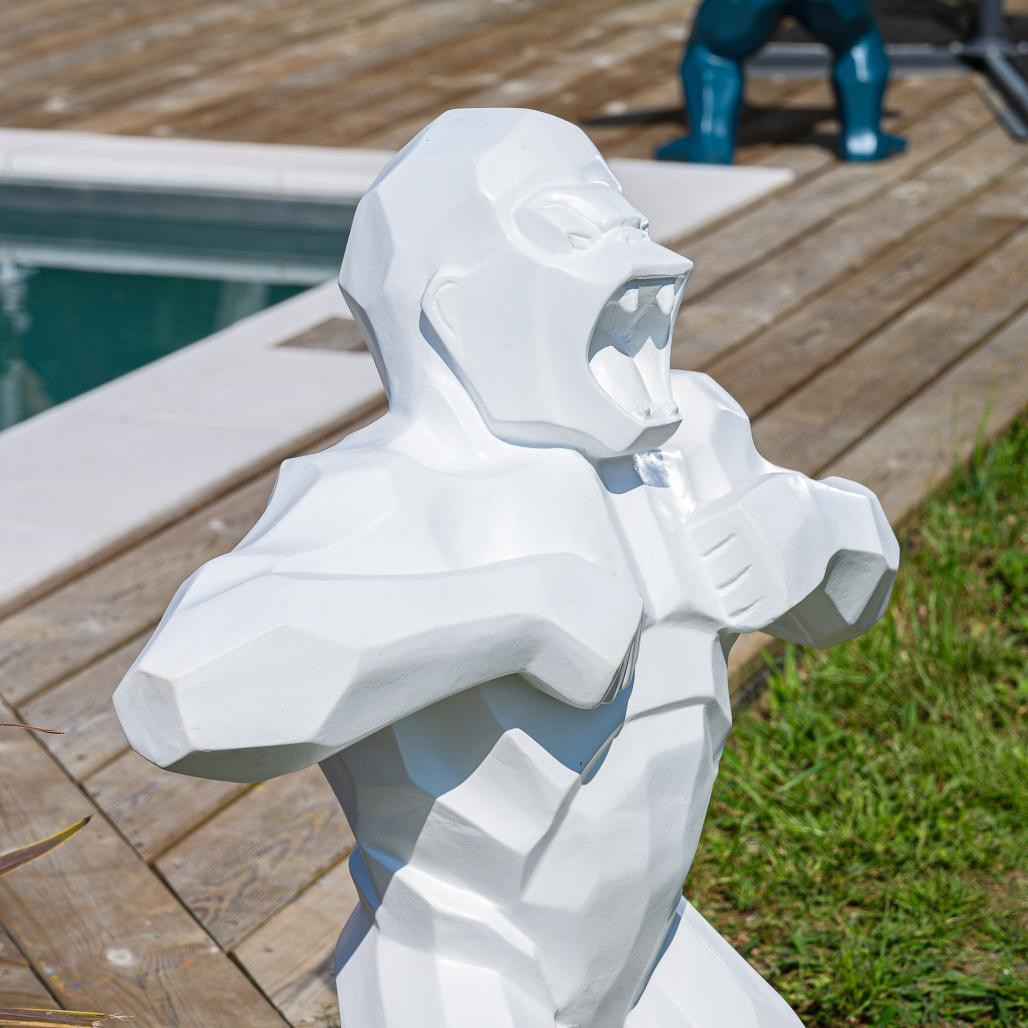 Statue origami gorille blanc 80 cm Statue origami gorille blanc 80 cm