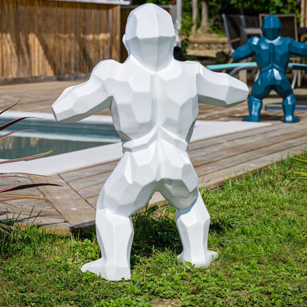 Statue origami gorille blanc 80 cm Statue origami gorille blanc 80 cm