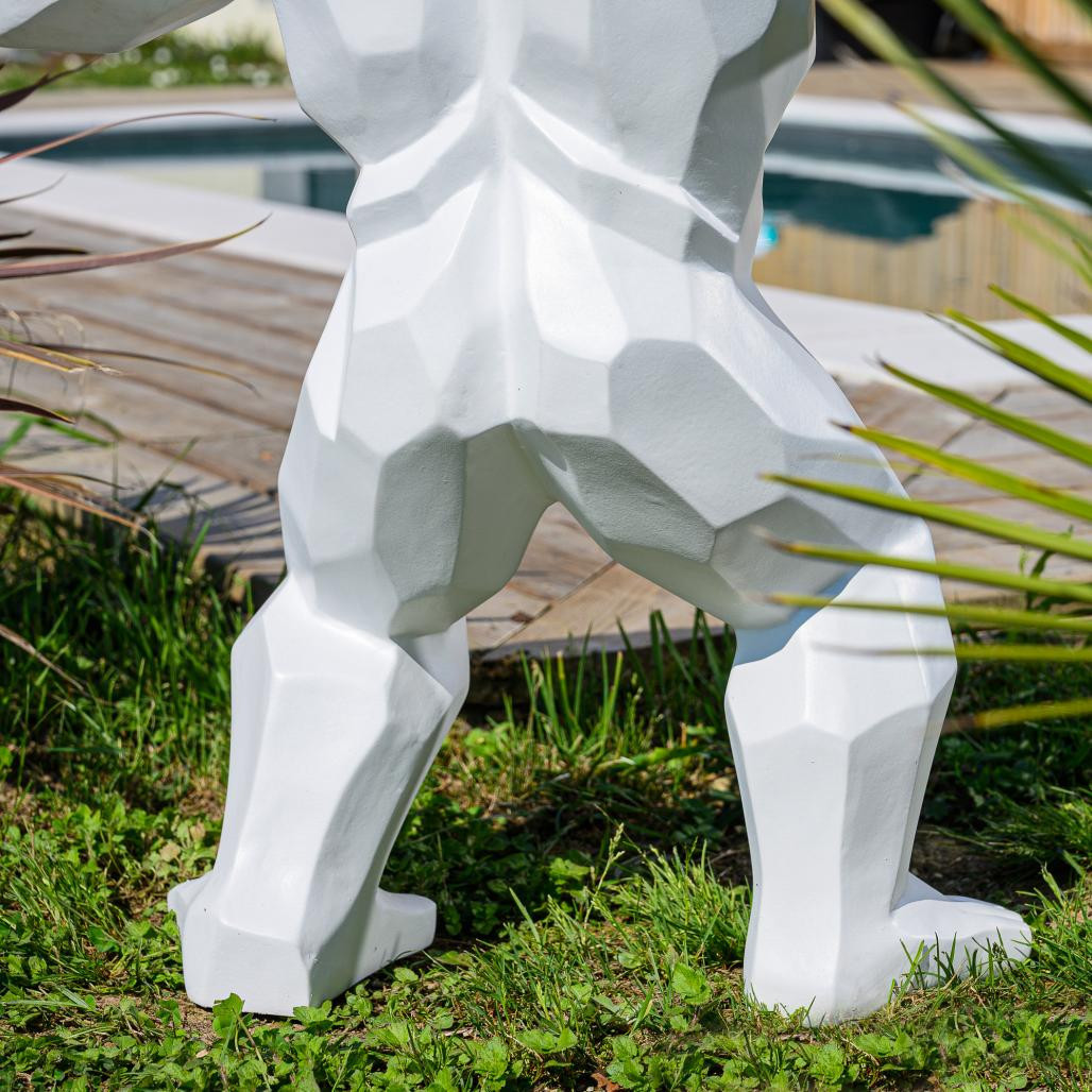 Statue origami gorille blanc 80 cm Statue origami gorille blanc 80 cm