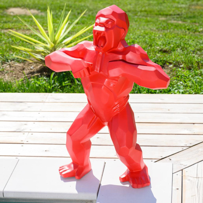 Statue origami gorille rouge 80 cm