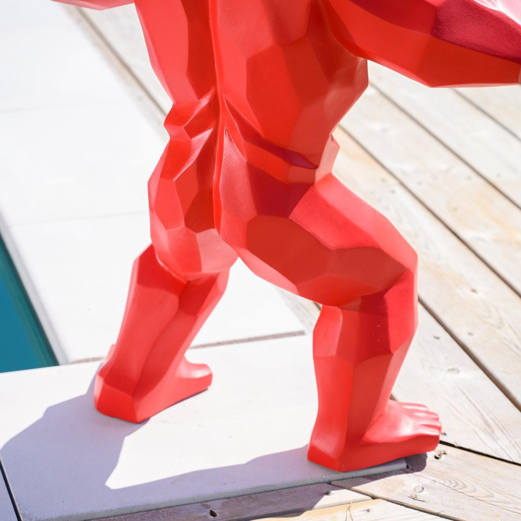 Statue origami gorille rouge 80 cm