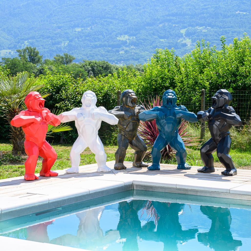 Statue origami gorille rouge 80 cm