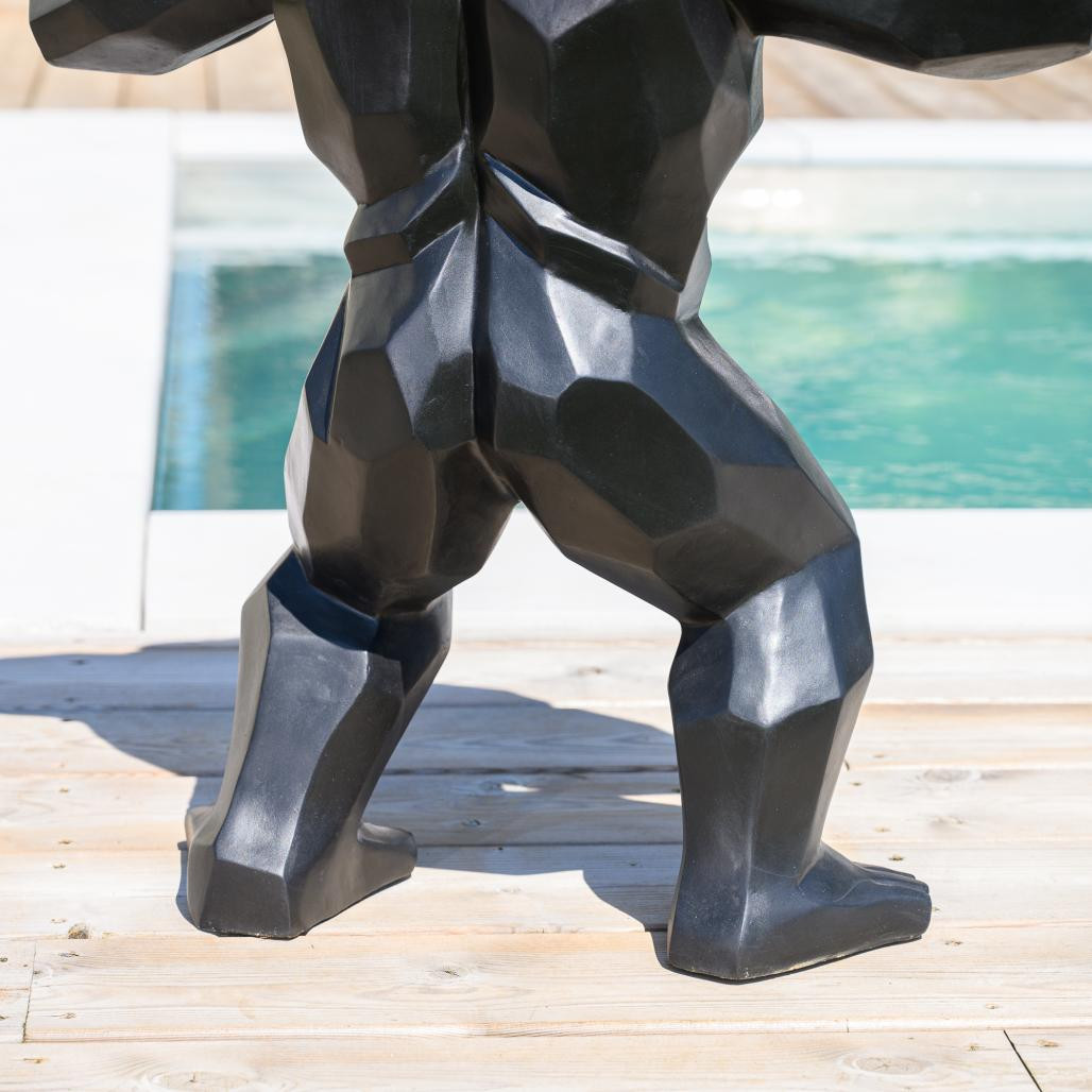 Statue jardin gorille origami noir 80 cm Statue jardin gorille origami noir 80 cm