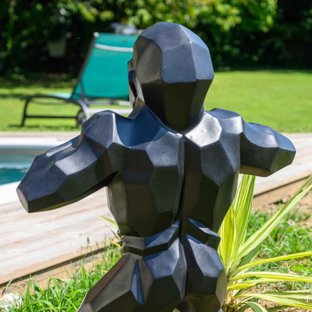 Statue jardin gorille origami noir 80 cm Statue jardin gorille origami noir 80 cm