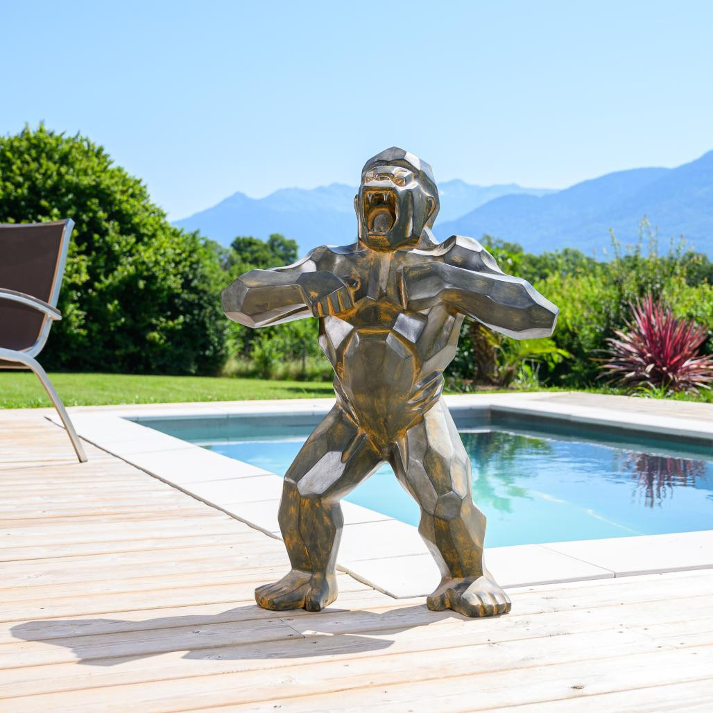 Statue origami gorille black antique 80 cm Statue origami gorille black antique 80 cm