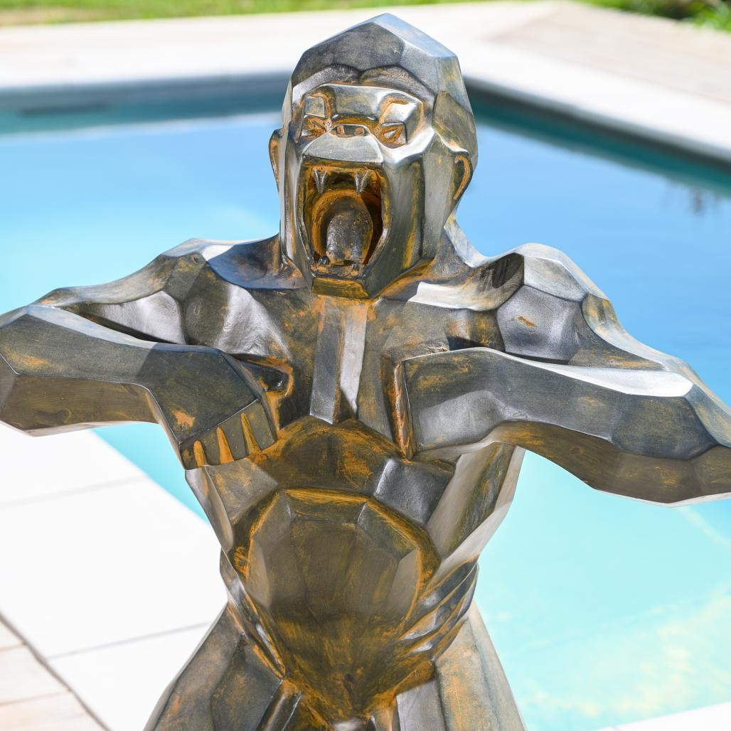 Statue origami gorille black antique 80 cm Statue origami gorille black antique 80 cm