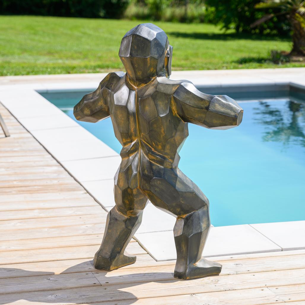 Statue origami gorille black antique 80 cm Statue origami gorille black antique 80 cm