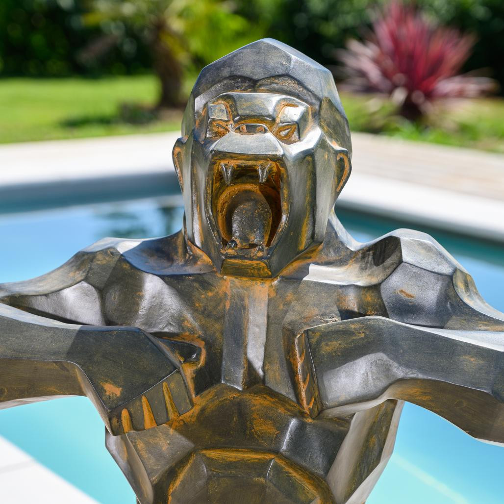 Statue origami gorille black antique 80 cm Statue origami gorille black antique 80 cm