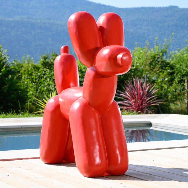 Statue chien ballon rouge 100 cm
