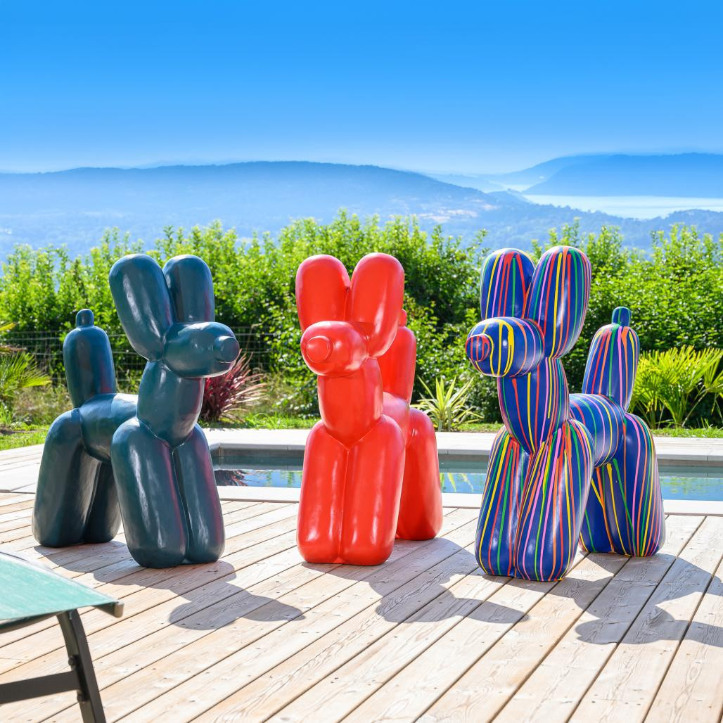 Statue chien ballon rouge 100 cm Statue chien ballon rouge 100 cm