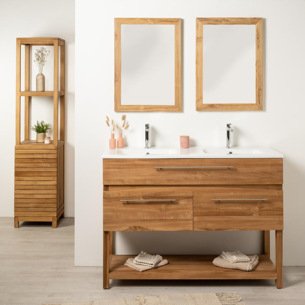 Meuble salle de bain en teck massif et céramique Bagster 120 cm
