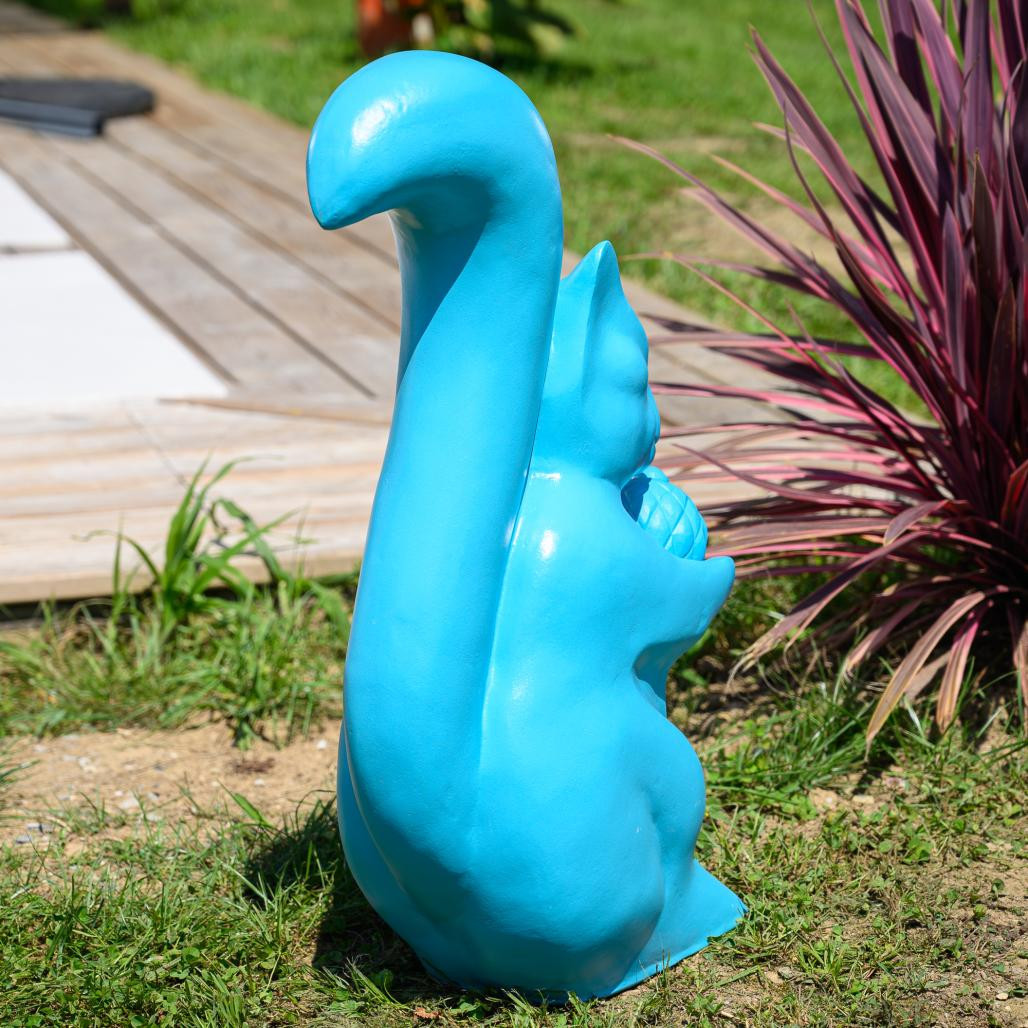 Statue de jardin écureuil turquoise 64 cm Statue de jardin écureuil turquoise 64 cm