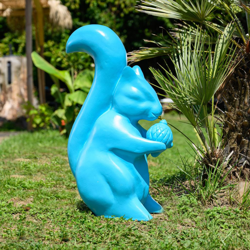 Statue de jardin écureuil turquoise 64 cm Statue de jardin écureuil turquoise 64 cm