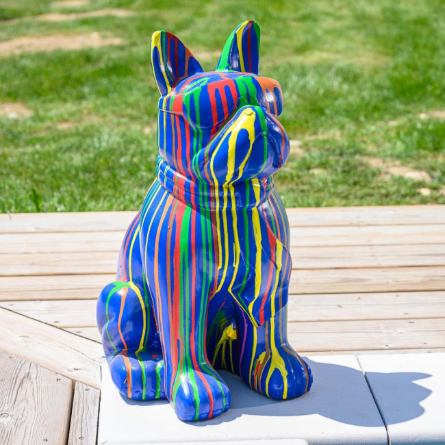 Statue bulldog à lunettes trash 60 cm