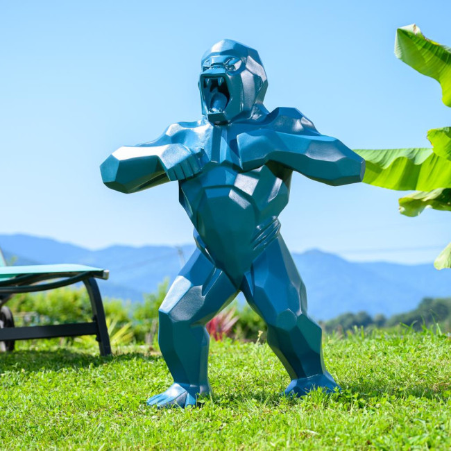 Statue origami gorille bleu 80 cm