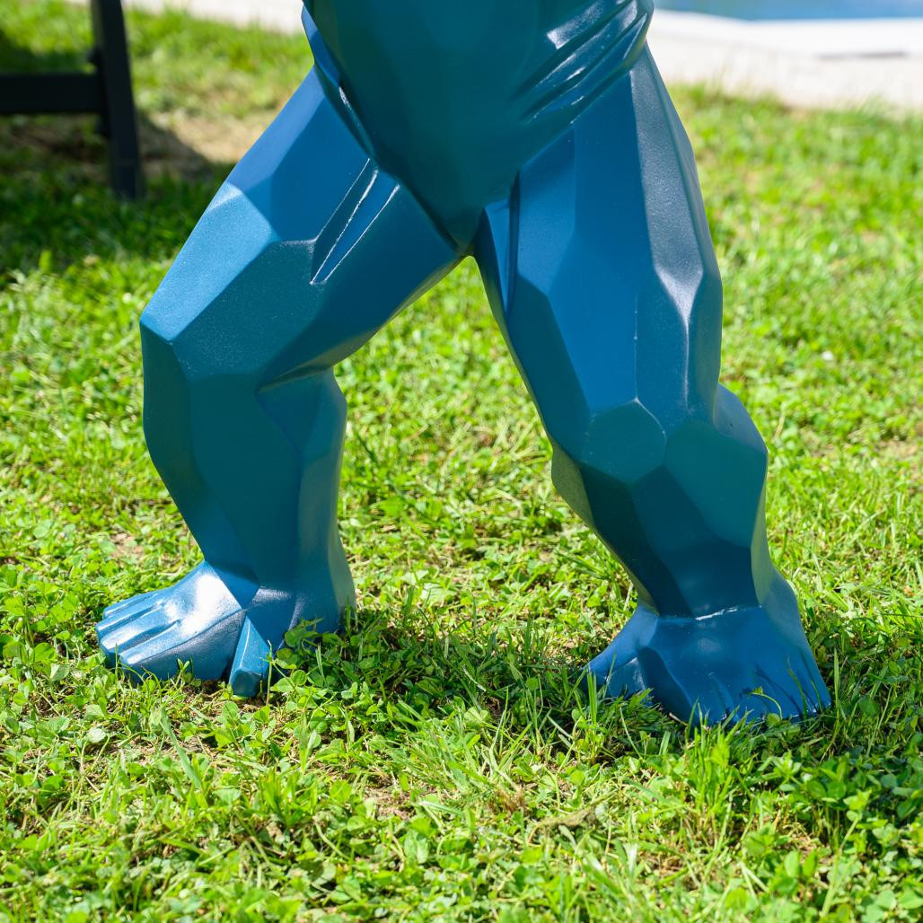 Statue origami gorille bleu 80 cm Statue origami gorille bleu 80 cm
