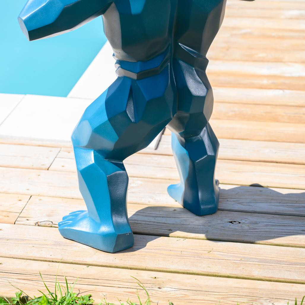 Statue origami gorille bleu 80 cm Statue origami gorille bleu 80 cm