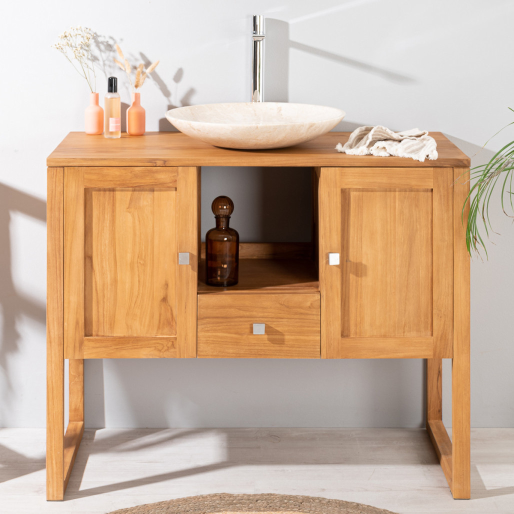 Meuble SALLE DE BAIN en teck massif THEA 100 CM