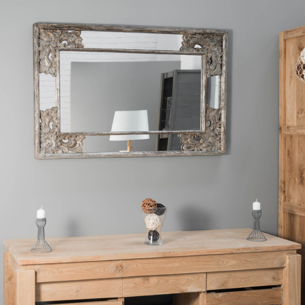 Miroir déco en bois patiné Mathilde bronze 1m10 x 70cm