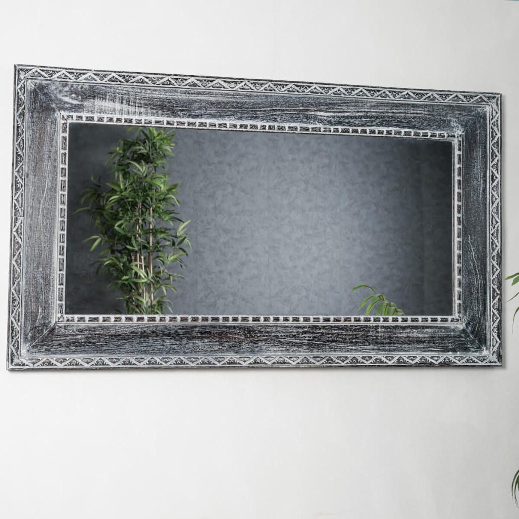 Miroir Palerme en bois patiné cérusé 140cm X 80cm