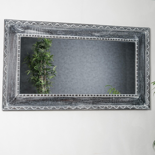 Miroir Palerme en bois patiné cérusé 140cm X 80cm
