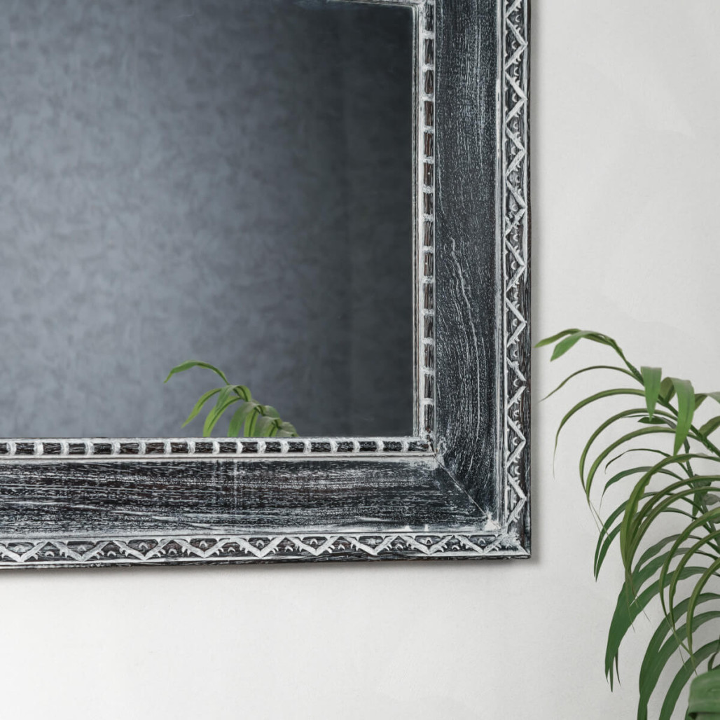 Miroir Palerme en bois patiné cérusé 140cm X 80cm