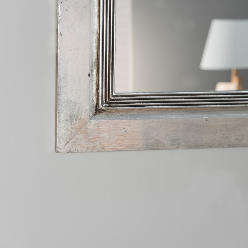 Miroir Venise en bois patiné argenté 140cm X 80cm