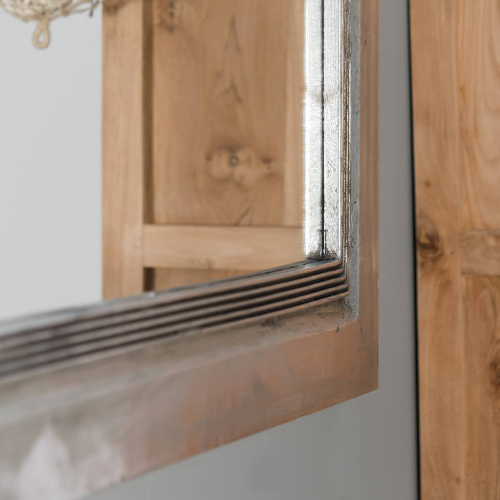 Miroir Venise en bois patiné argenté 140cm X 80cm