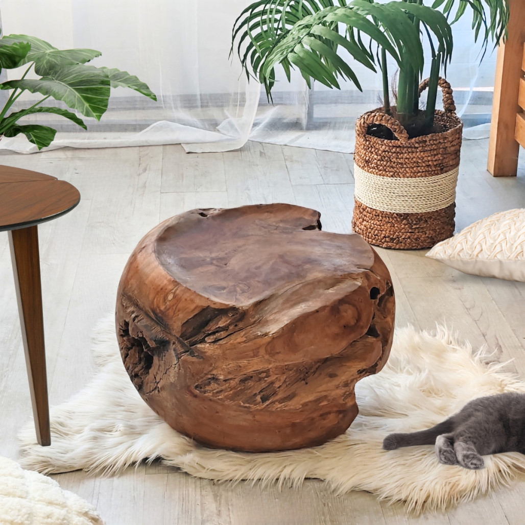 Pouf en racine de teck massif - Wanda collection