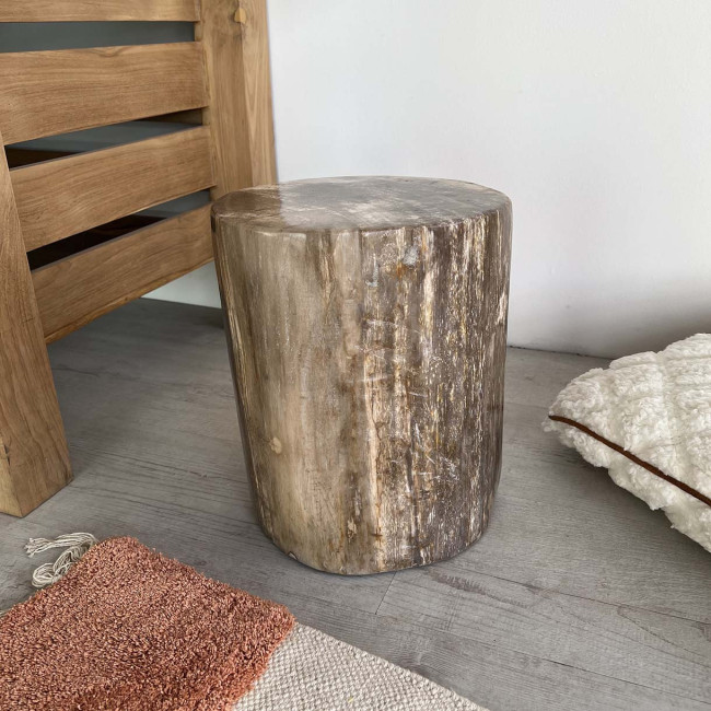 Pouf en bois pétrifié 46 cm - Wanda collection