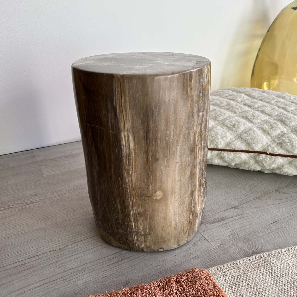 Pouf en bois pétrifié 46 cm - Wanda collection