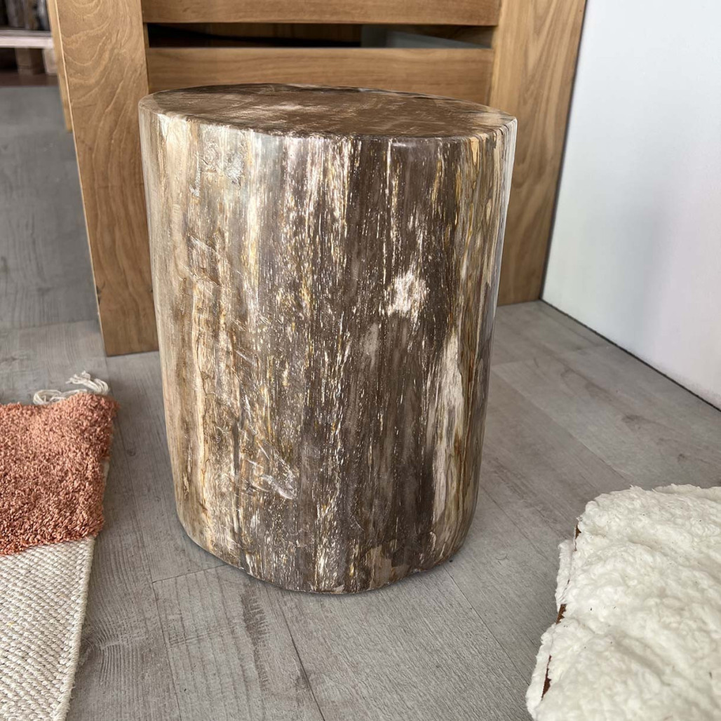 Pouf en bois pétrifié 46 cm - Wanda collection