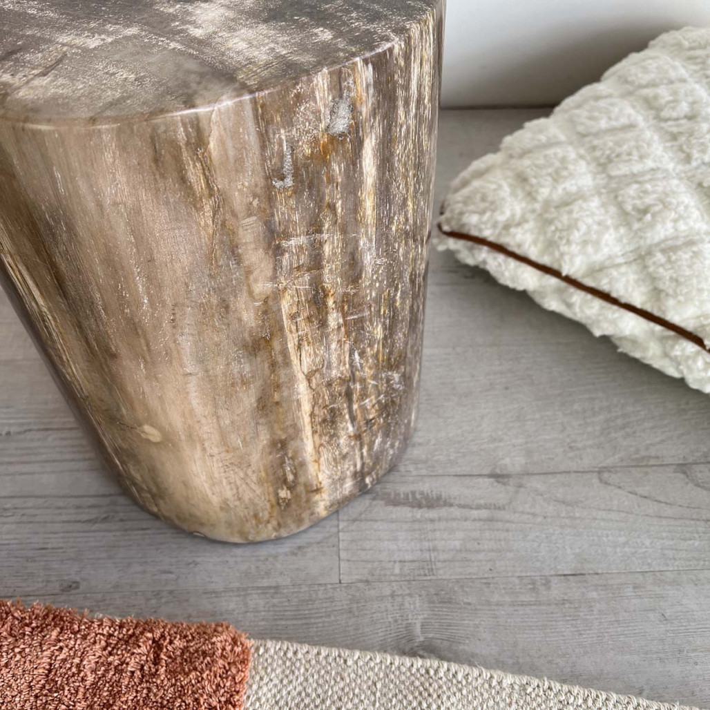 Pouf en bois pétrifié 46 cm - Wanda collection