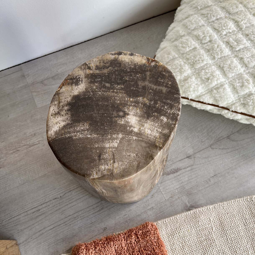 Pouf en bois pétrifié 46 cm - Wanda collection