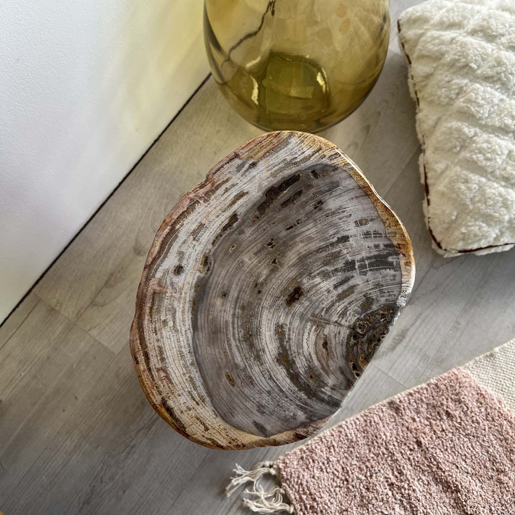 Pouf en bois pétrifié 46 cm - Wanda collection