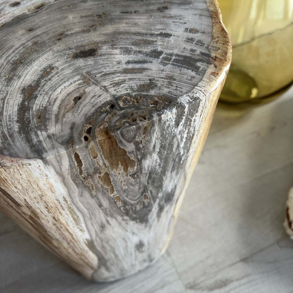Pouf en bois pétrifié 46 cm - Wanda collection