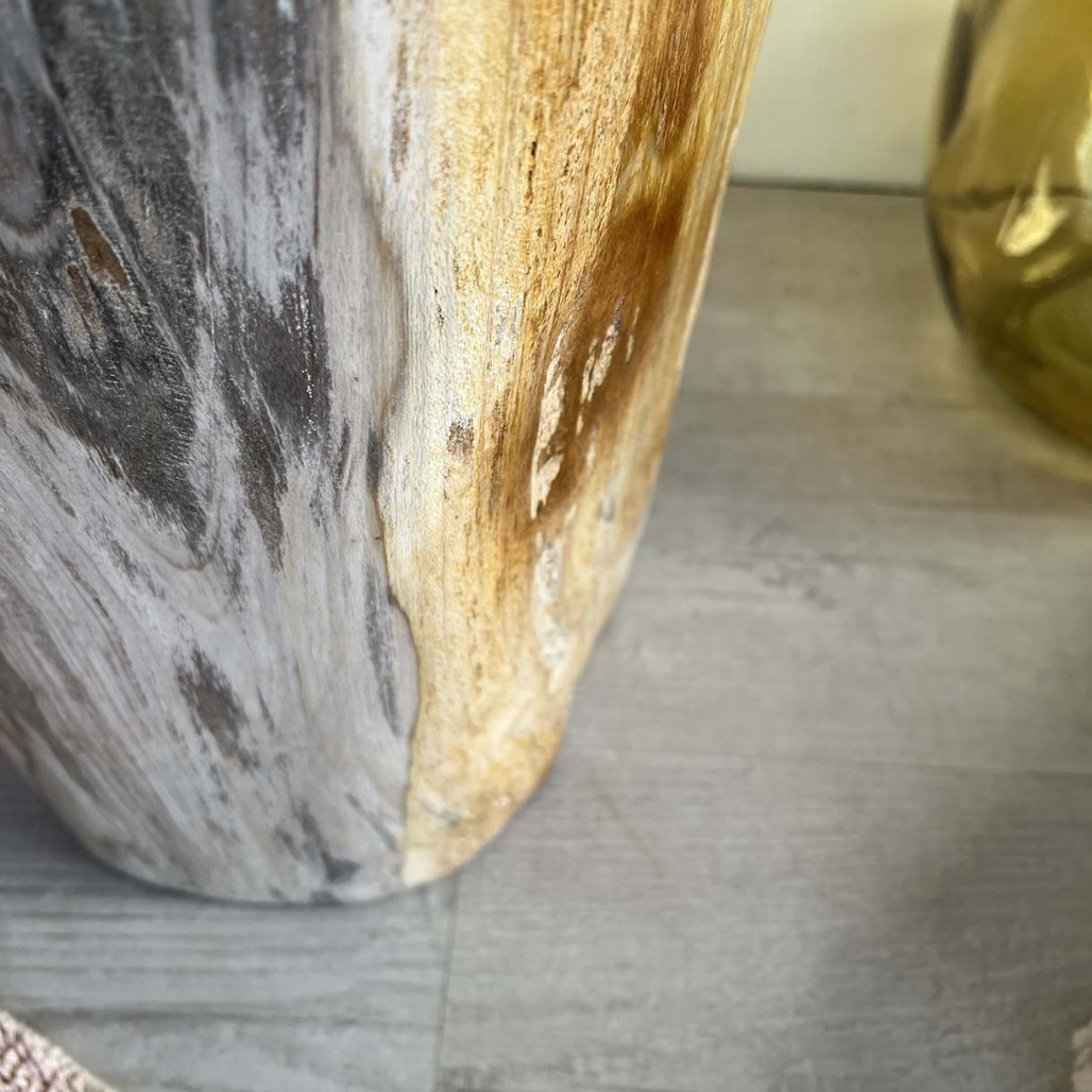 Pouf en bois pétrifié 46 cm - Wanda collection