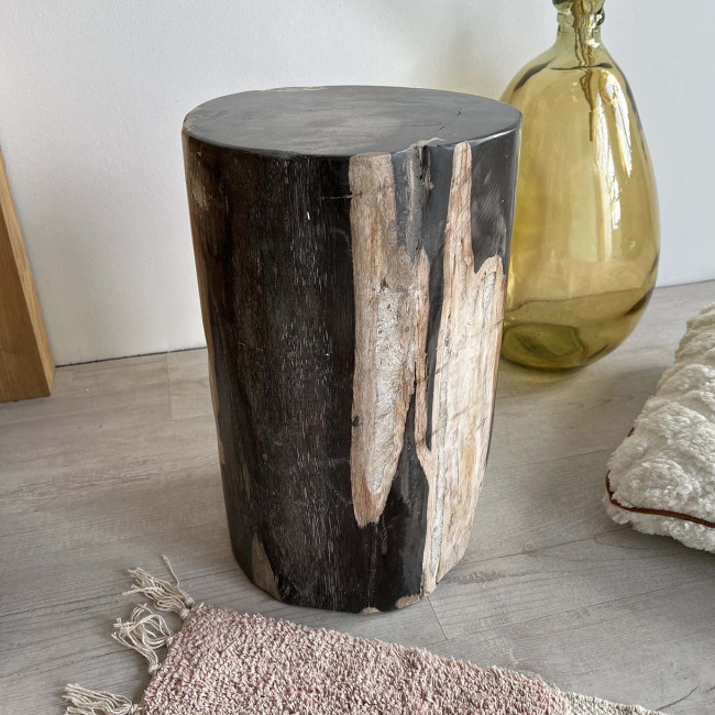 pouf bois pétrifié 50 cm - Wanda collection