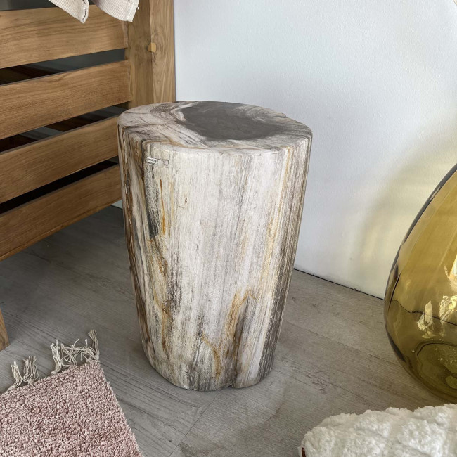 Tabouret bois pétrifié fossilisé