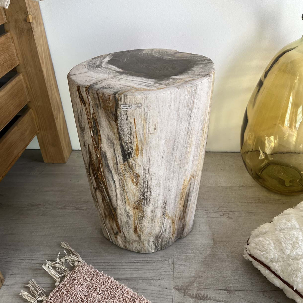 Tabouret bois pétrifié fossilisé