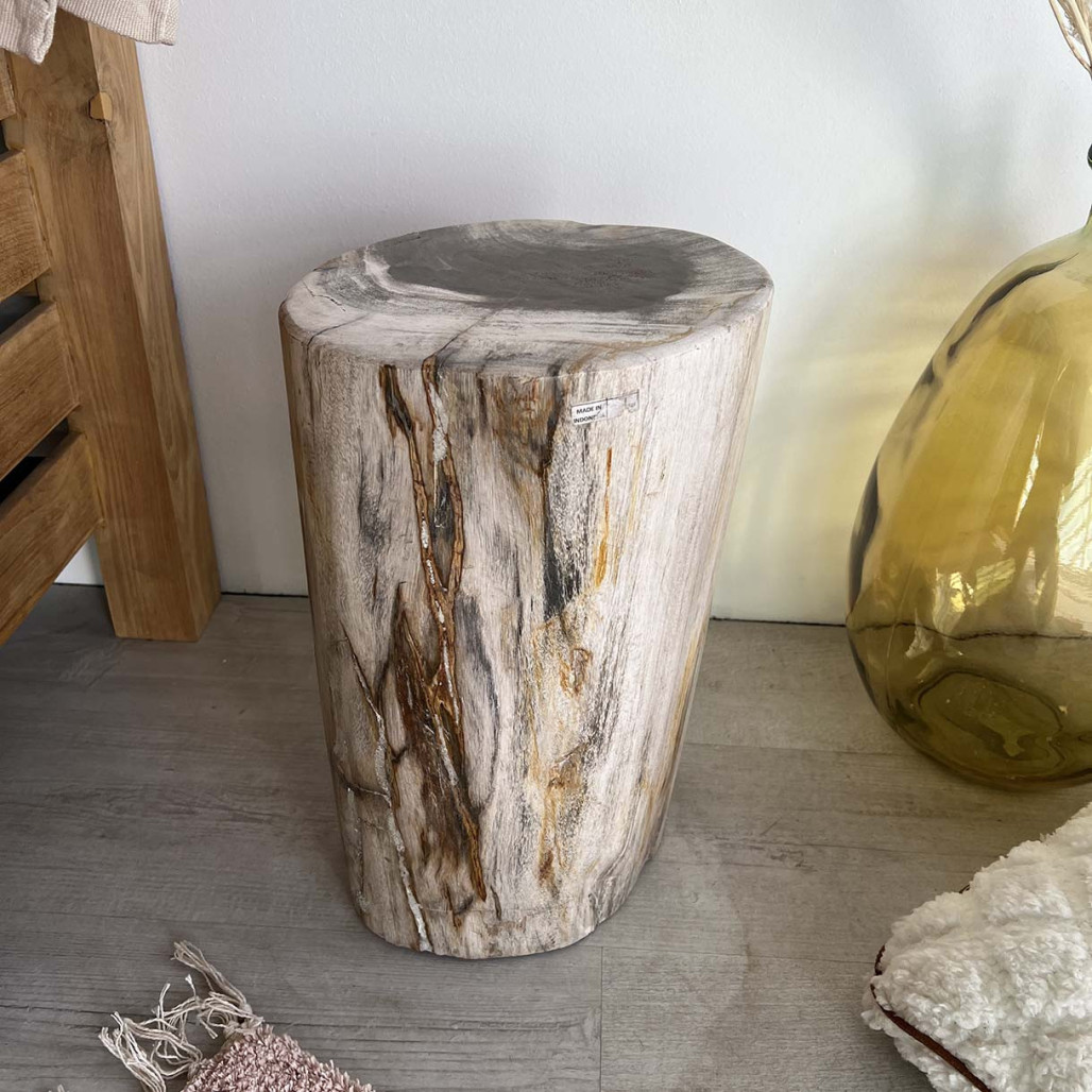 Tabouret bois pétrifié fossilisé