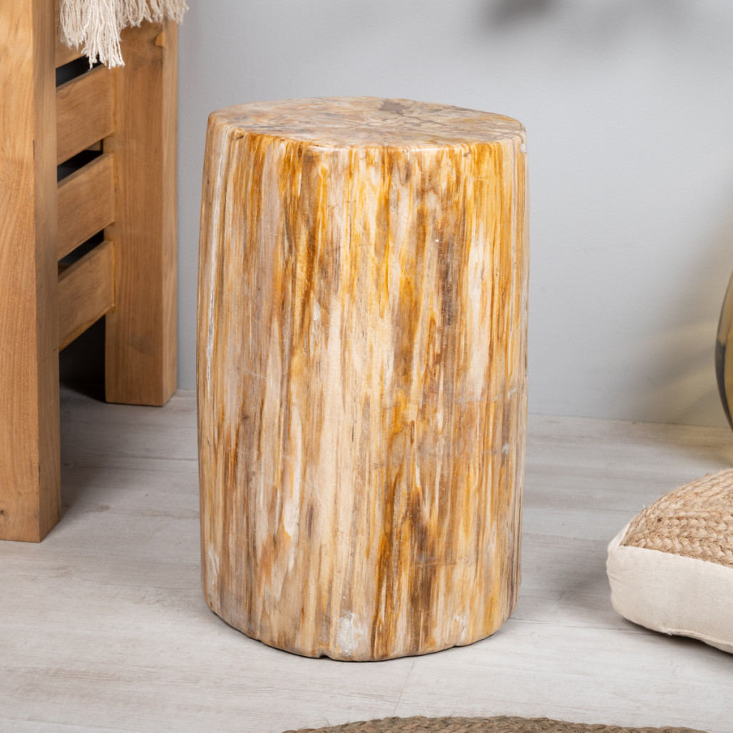 Pouf en bois pétrifié de 45 cm - Wanda collection